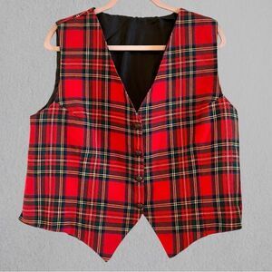 Vintage wool tartan button up vest